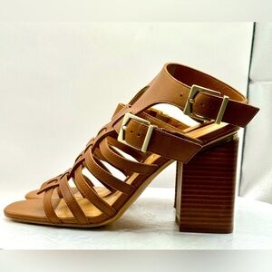 Vince Camuto IOB Women's Brown Caged Heeled‎ Sandals Size 9M Slingback